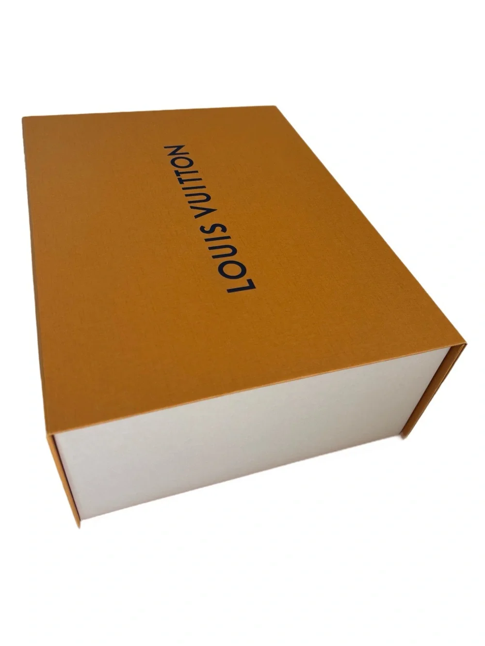 Louis Vuitton LV Orange Magnetic Gift Box and Shopping Bag w/Blue Ribbon Handles